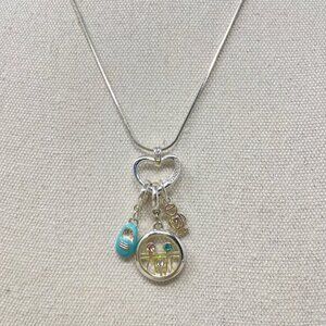 Multi-Charm‎ Family Necklace Customizable Adjustable Silver-Tone Love Heart